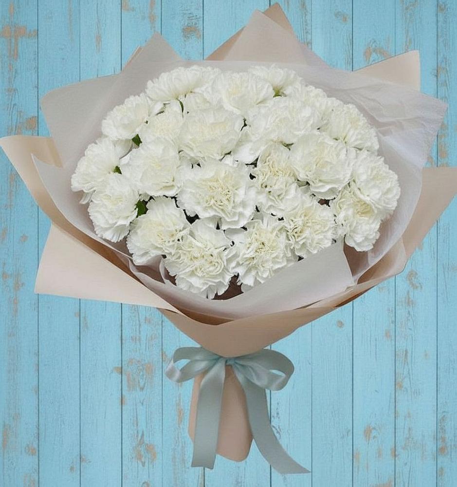 Букет Хрустальное утро в Никеле Букет цветов из: Гвоздики в Никеле