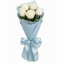 5 Белых роз Проуд в Никеле Букет 5 Белых роз Проуд в Никеле