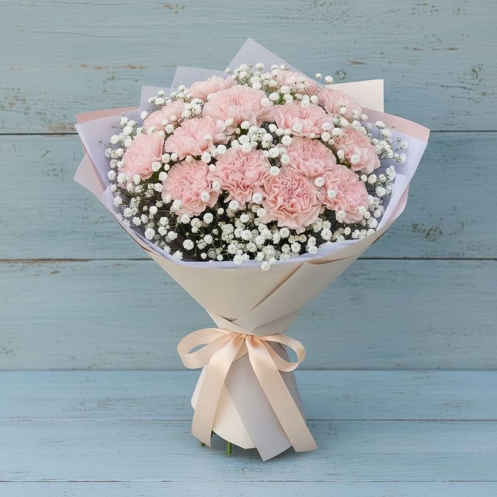 Букет Нежность рассвета в Никеле Букет цветов из: Гвоздики в Никеле