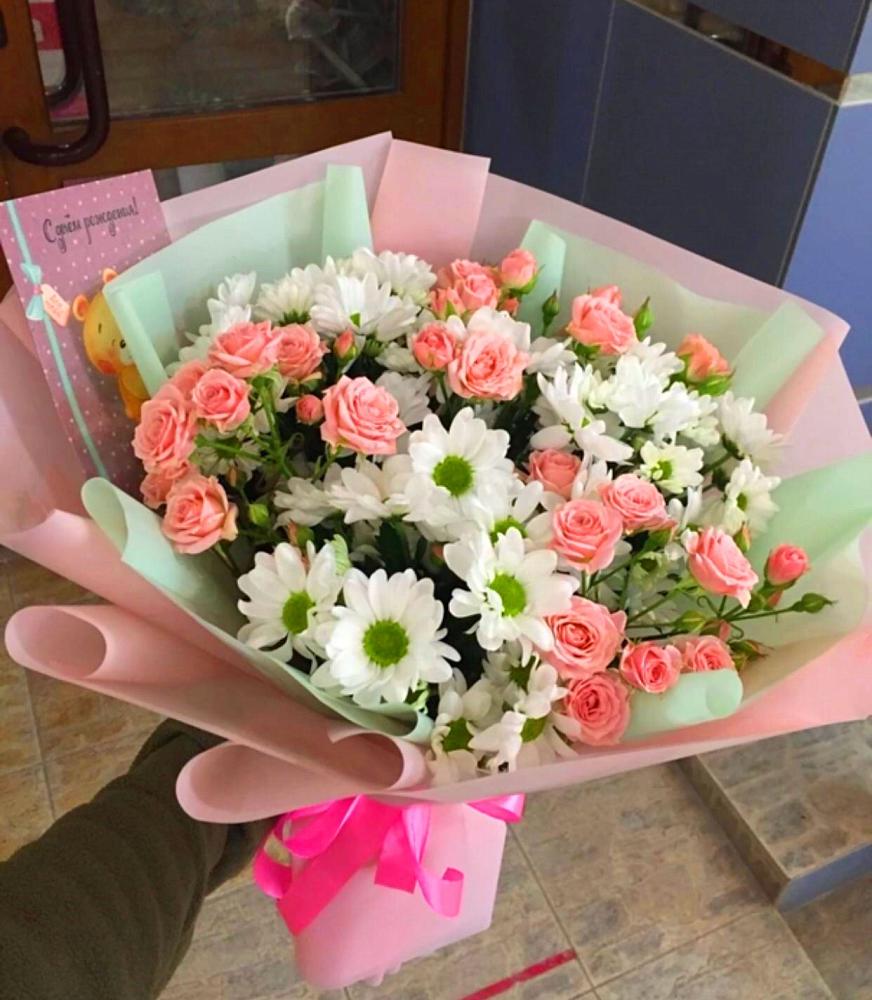 Букет цветов из: Розы и Хризантемы в Никеле