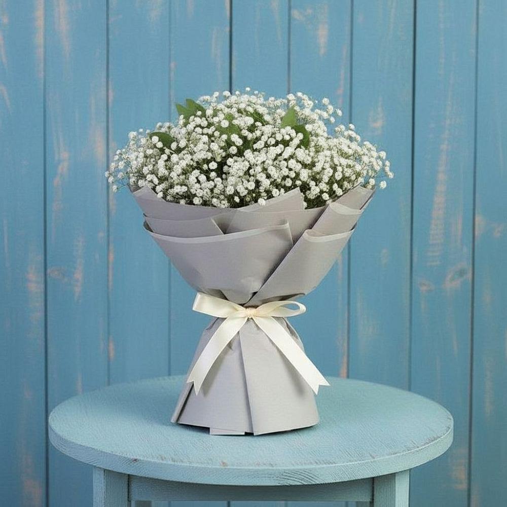 Букет Белые гипсофилы в Никеле Букет цветов из: Гипсофила в Никеле