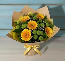 Букет восход солнца в Никеле Букет цветов из:  Герберы и Хризантемы в Никеле