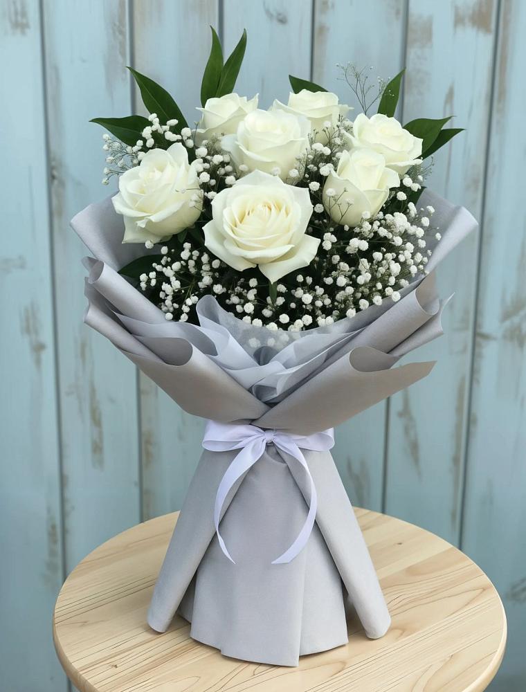Букет из белых роз в Никеле Букет цветов из: Розы в Никеле