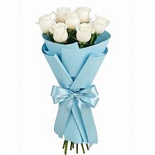 Букет 7 белых роз Проуд в Никеле