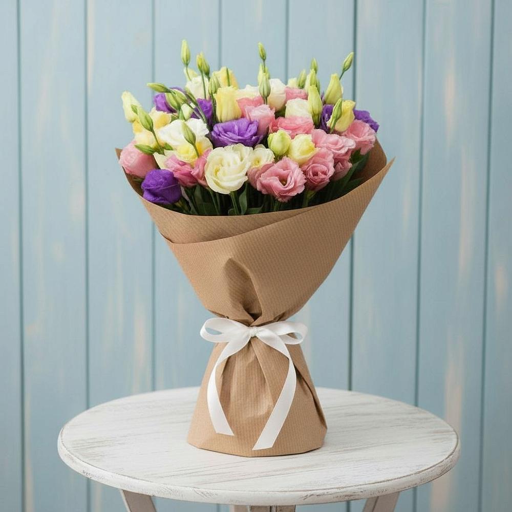 Букет Цветная эустома в Никеле Букет цветов из: Лизиантусы в Никеле