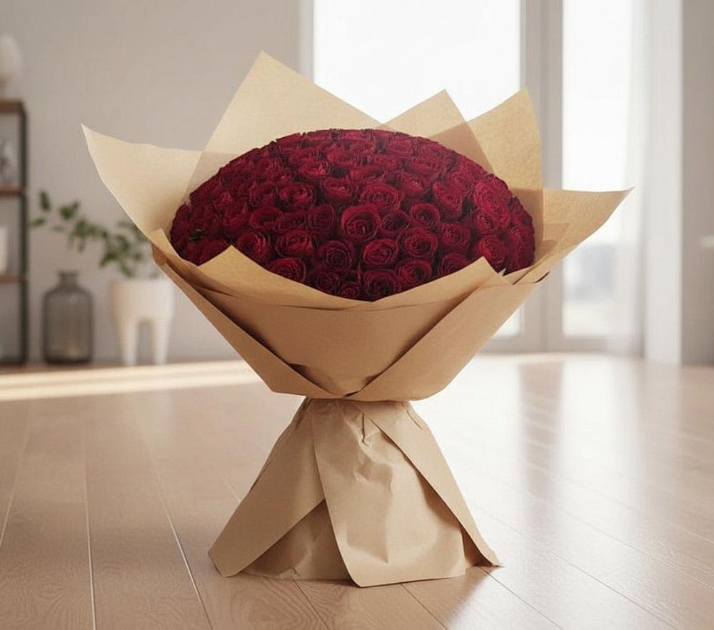 Букет 101 Красная роза в Никеле