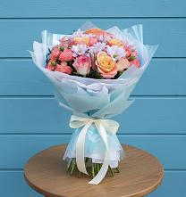 Букет цветов из:  Хризантемы и Розы в Никеле